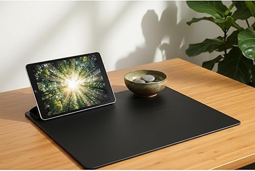 Miniatura 5 de Dacasso Almohadilla protectora para mesa de conferencias de cuero sintético negro de 17 x 14 pulgadas