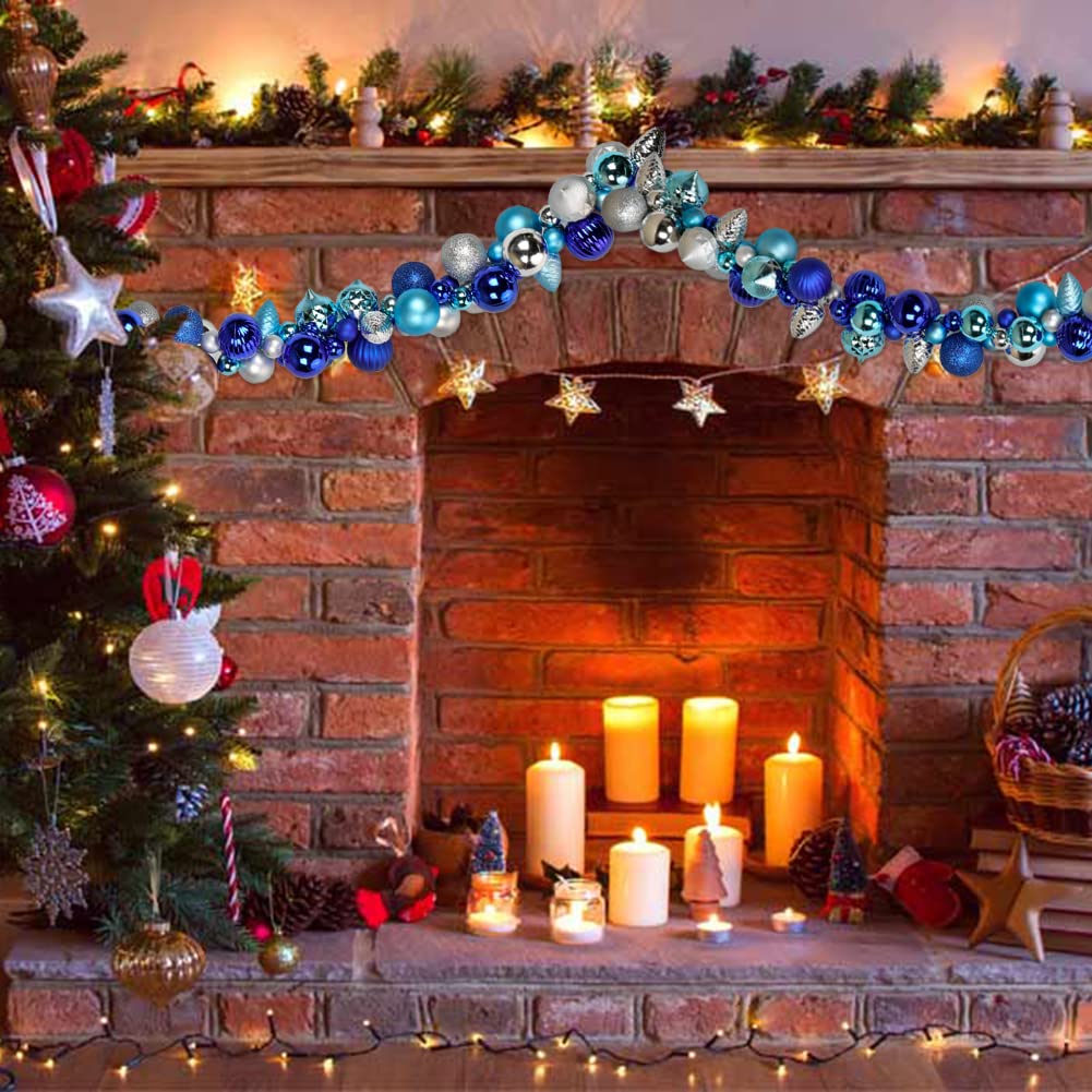 66 Zoll/168cm Weihnachtsgirlande, Weihnachtskugel Girlande für Weihnachtsdekoration, Haustreppe Kamin Haustür Display Indoor Outdoor Dekoration