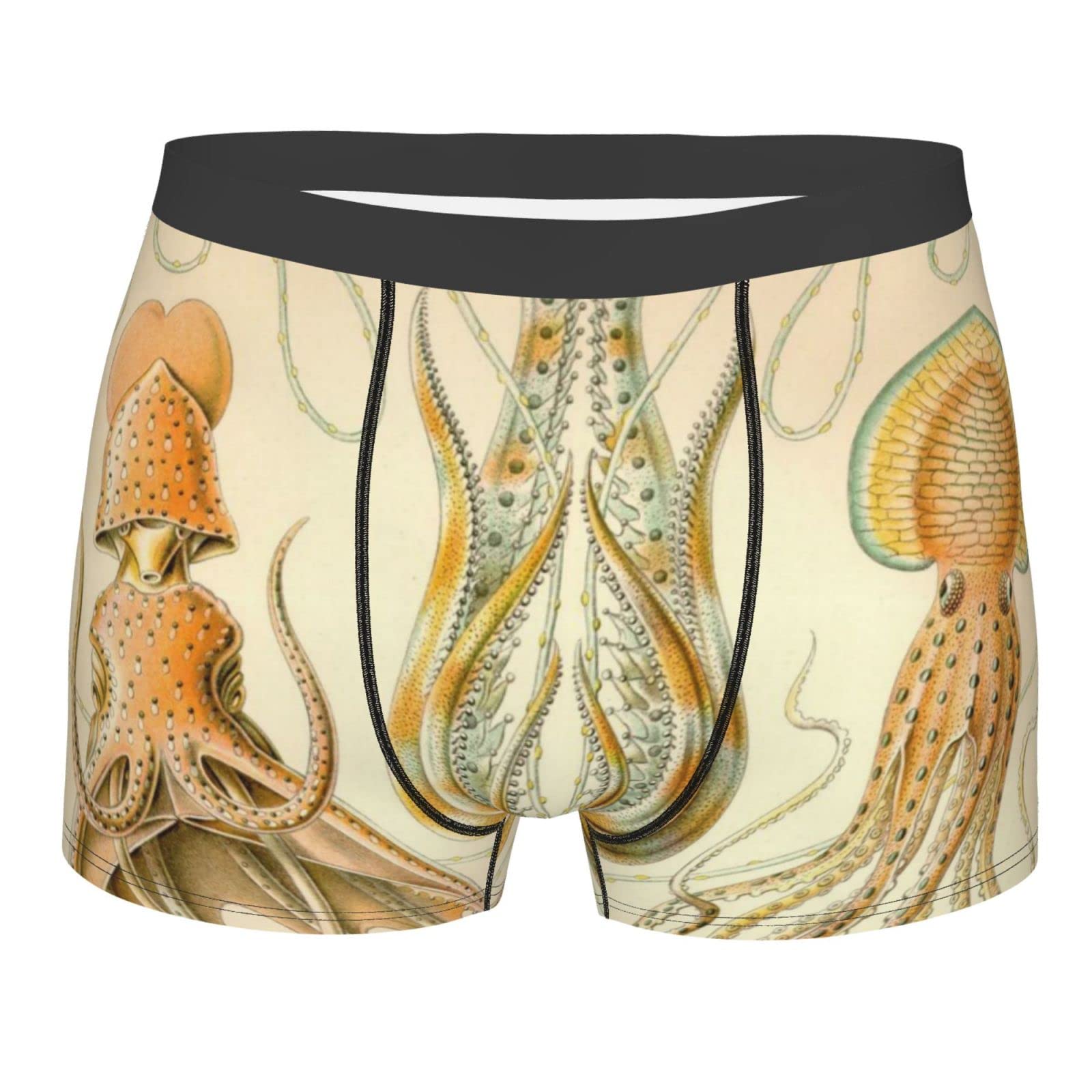 Aooedm Men's Squid Octopus Pattern Boxer Briefs Underpants,Printed Soft Underwear,Comfy Breathable Short Trunk