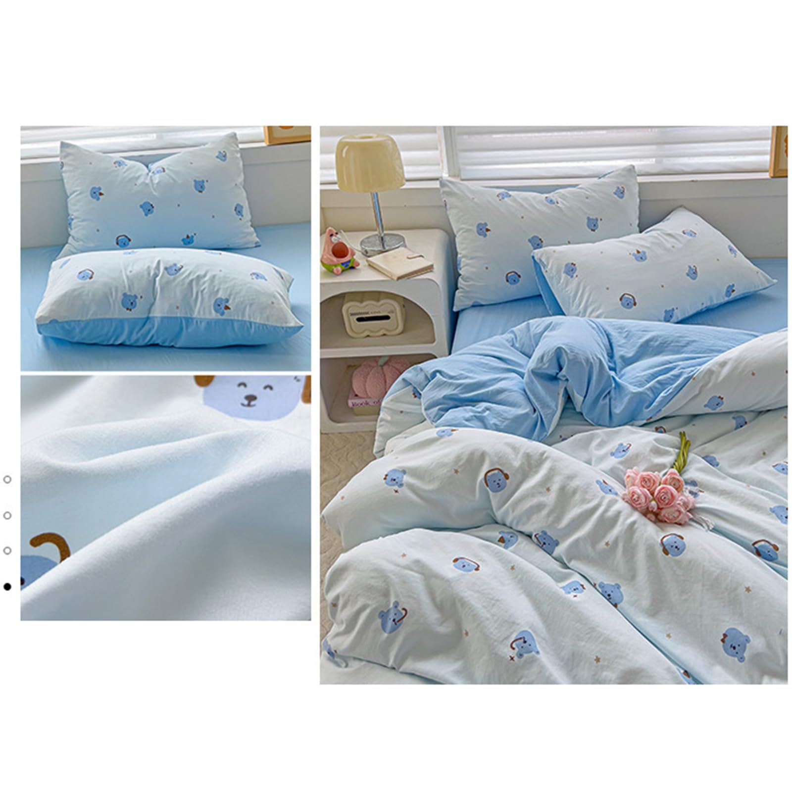 Safe Gentle Cotton Bettwäsche Kollektion, 4-teiliges Set mit Cartoon Motiven für Kleinkinderzimmer Stile Babysicheres Baumwoll Bettwäsche Set