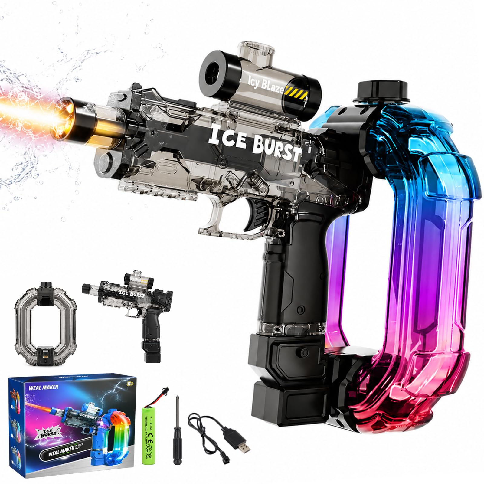 Electric Water Gun, Automatic Water Pistols with LED Lights & Realistic Sound, 750ml Large Tank 26FT Long Range Squirt Watergun, Water Toys for Adults Kids Summer Swimming Pool Beach Outdoor Party