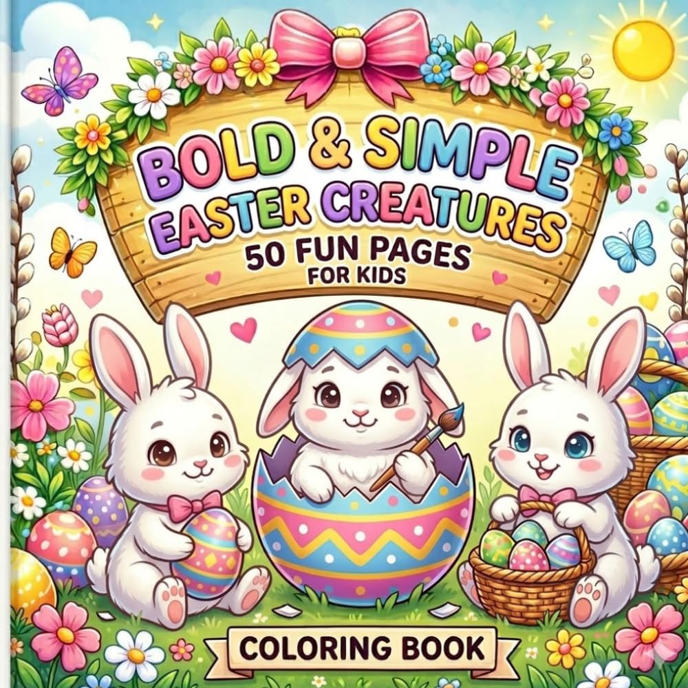 Bold and Easy Easter Bunnies Coloring Book: 50 Jumbo and Simple Bunny Designs with Thick Lines for Stress-Free Easter Fun