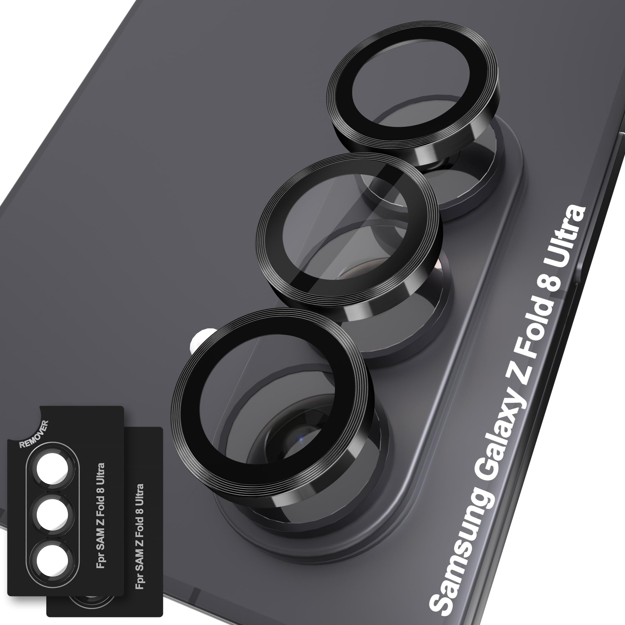 Orzero 9H Glass Camera Lens Protector for Z Fold 8 Ultra-Black, 2 Set