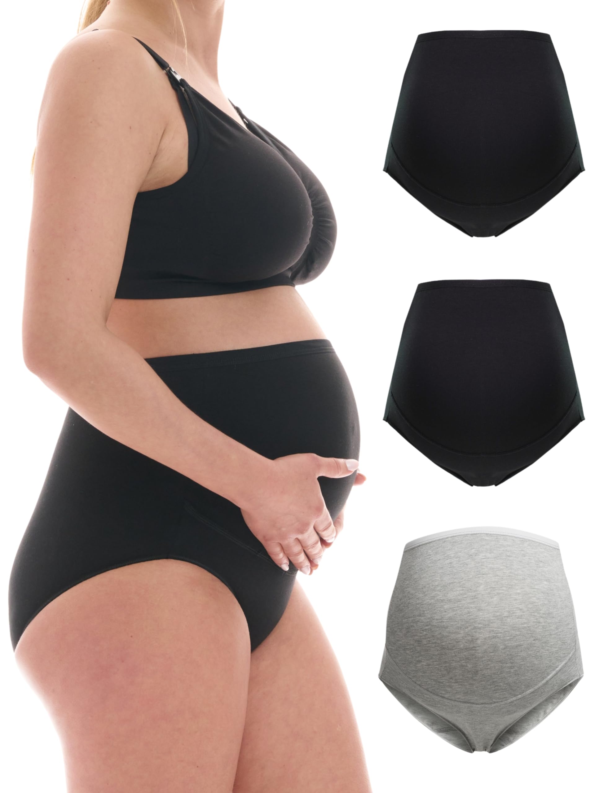 Herzmutter Culotte de Grossesse - sous-vêtements maternité - Culotte maternité Femme - Slip pour Femmes Enceintes - Coton Extensible - 5100