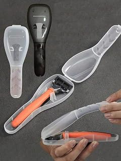 Estuche de almacenamiento portátil para maquinillas de afeitar, contenedor de viaje de doble compartimento para maquinillas de afeitar (color blanco)