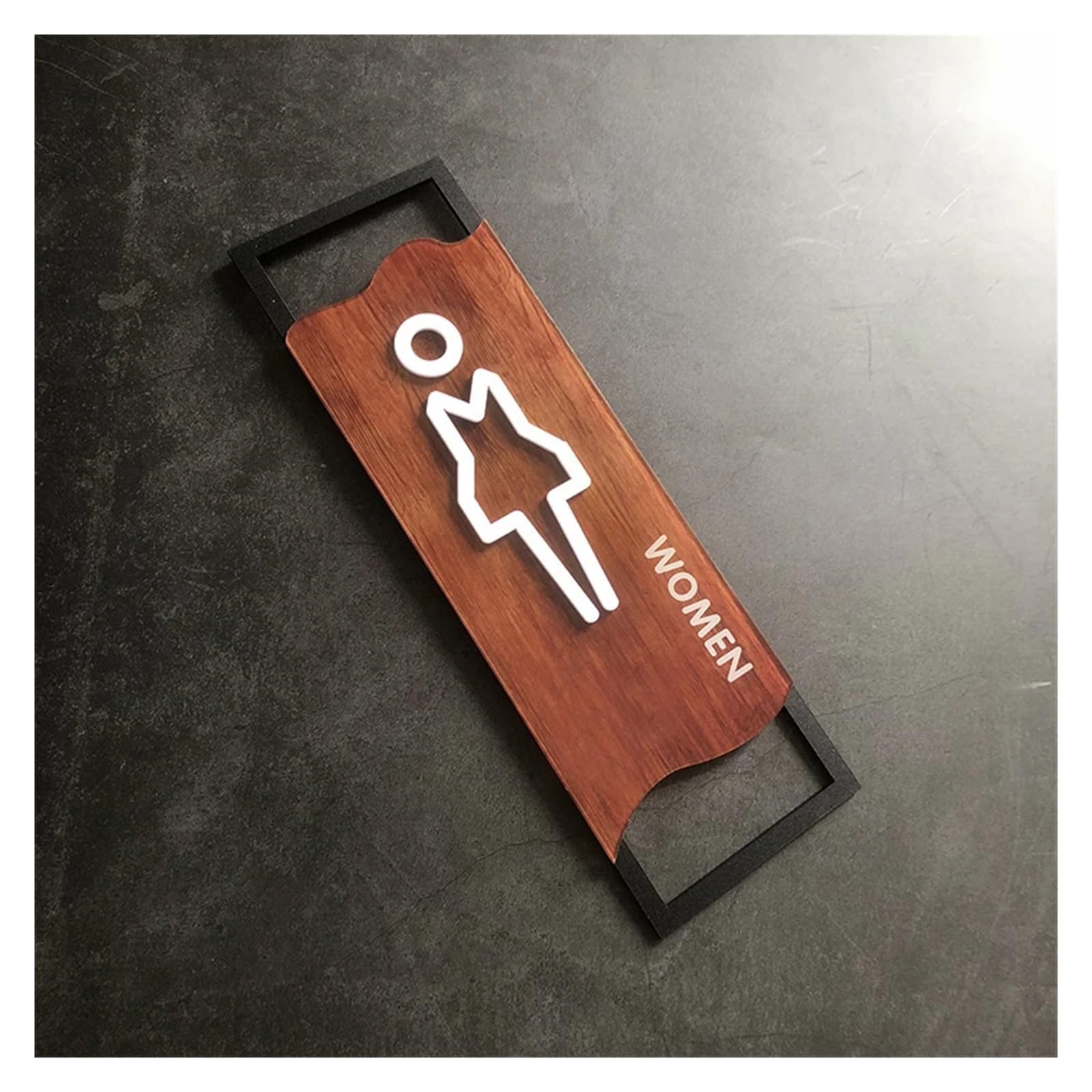 Toilet Sign Bedroom Bathroom Door Signs Imitation Wood Toilet Sign House Number Plate Washroom Signage(WOMEN-01,8x25cm)