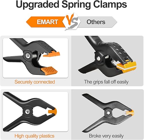 Miniatura 6 de EMART Soporte de telón de fondo telescópico ajustable de 8 x 8 pies con abrazaderas de resorte de muselina EMART de alta resistencia, paquete de 6