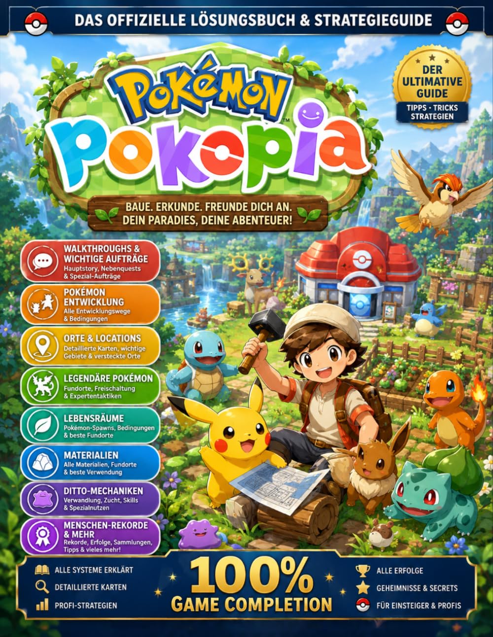 Pokémon Pokopia: KOMPLETTLÖSUNG & OFFIZIELLE LÖSUNGSBUCH: Pokémon-Entwicklung, Fundorte Legendärer Pokémon, Materialien, Ditto-Mechaniken & Geheimnisse