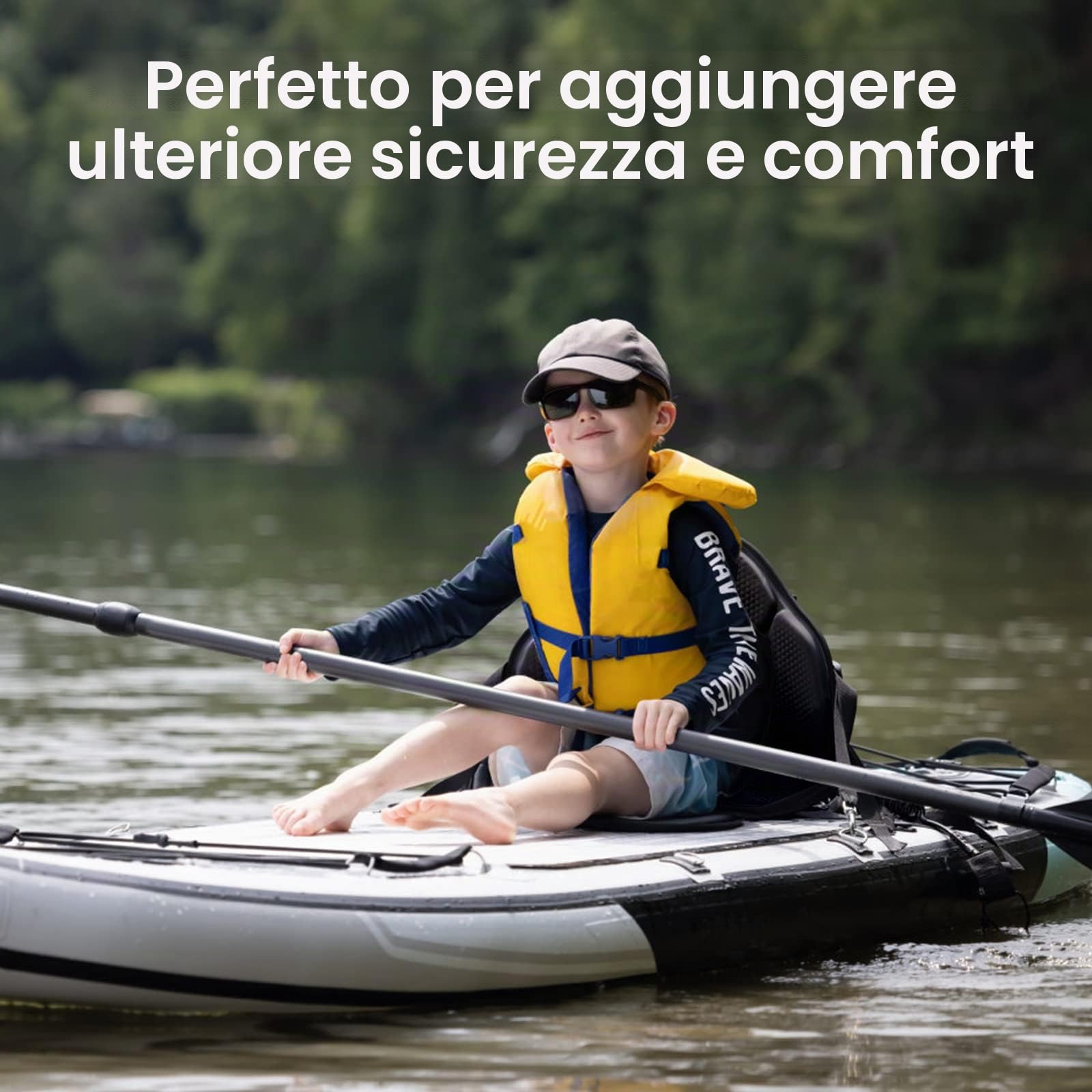 Sedile rimovibile e regolabile per kayak e barche a remi, accessorio tavola da surf con schienale 51 x 45 cm, seduta imbottita 32 x 38 cm