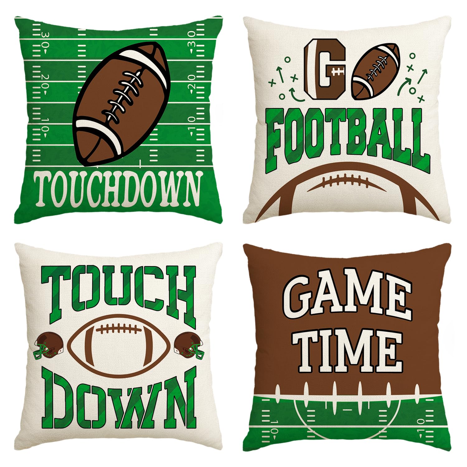 Housse de coussin football américain 45,7 cm imprimé durable avec fermeture invisible