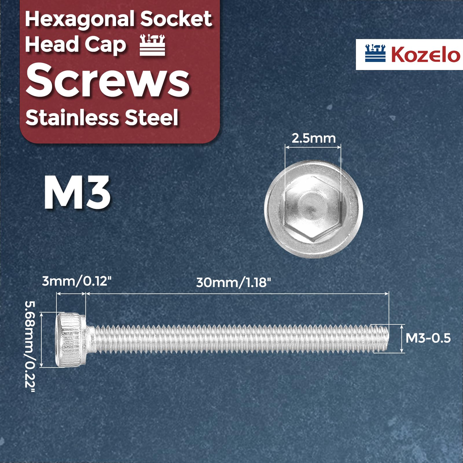 Kozelo 100pcs Socket Head Cap Screws - Image 2