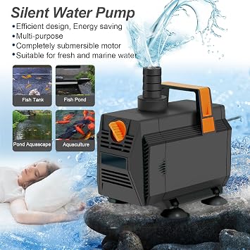 12 Inch Pond Waterfall Overflow Tub Kit With 45W 3000 L/H Water Pump Steel Waterfall Box Includes 3M Corrugated Pipe Pond Filter Adjustable Flow for Wide Sheet Waterfall Stream & Rock Wall