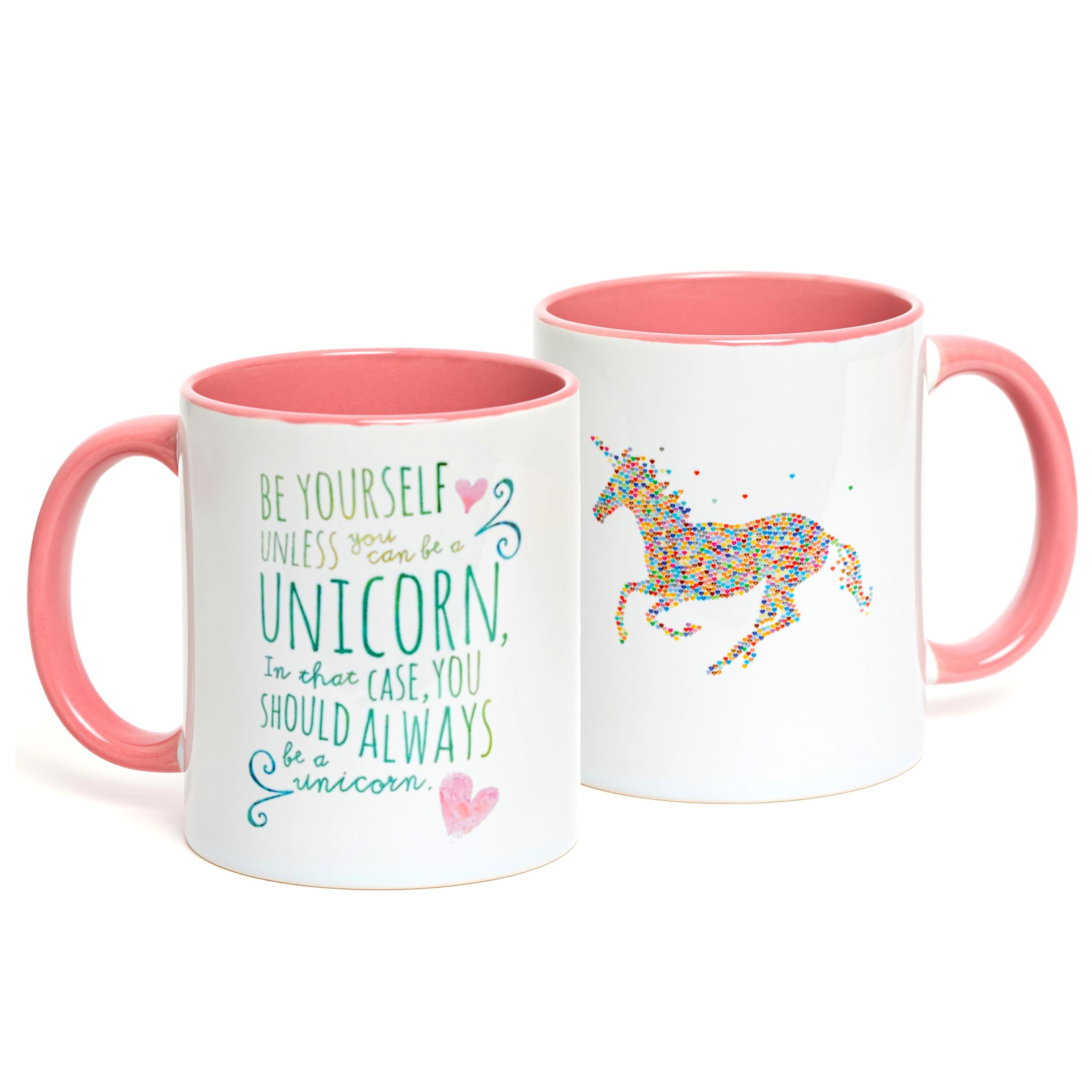 CSM Supply Be Yourself Unless You Can Be A Unicorn - 11 fluid ounce Grade A Quality Ceramic Two Tone Pink/White Ceramic Mug/Cup - Perfect Funny/Inspirational Gift - Foam Gift Box Included