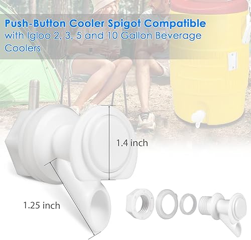 Miniatura 2 de 3 piezas de repuesto de grifo de agua con botón, reutilizable, compatible con enfriador de agua Igloo de 2, 3, 5 y 10 galones, sin BPA, grifo de