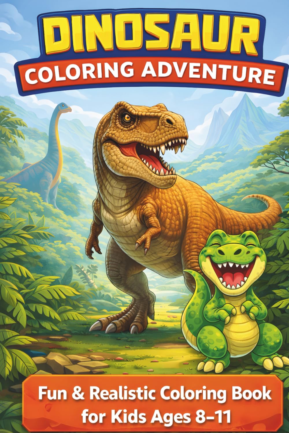 Dinosaur Coloring Adventure Fun & Realistic for Kids Ages 8 - 11