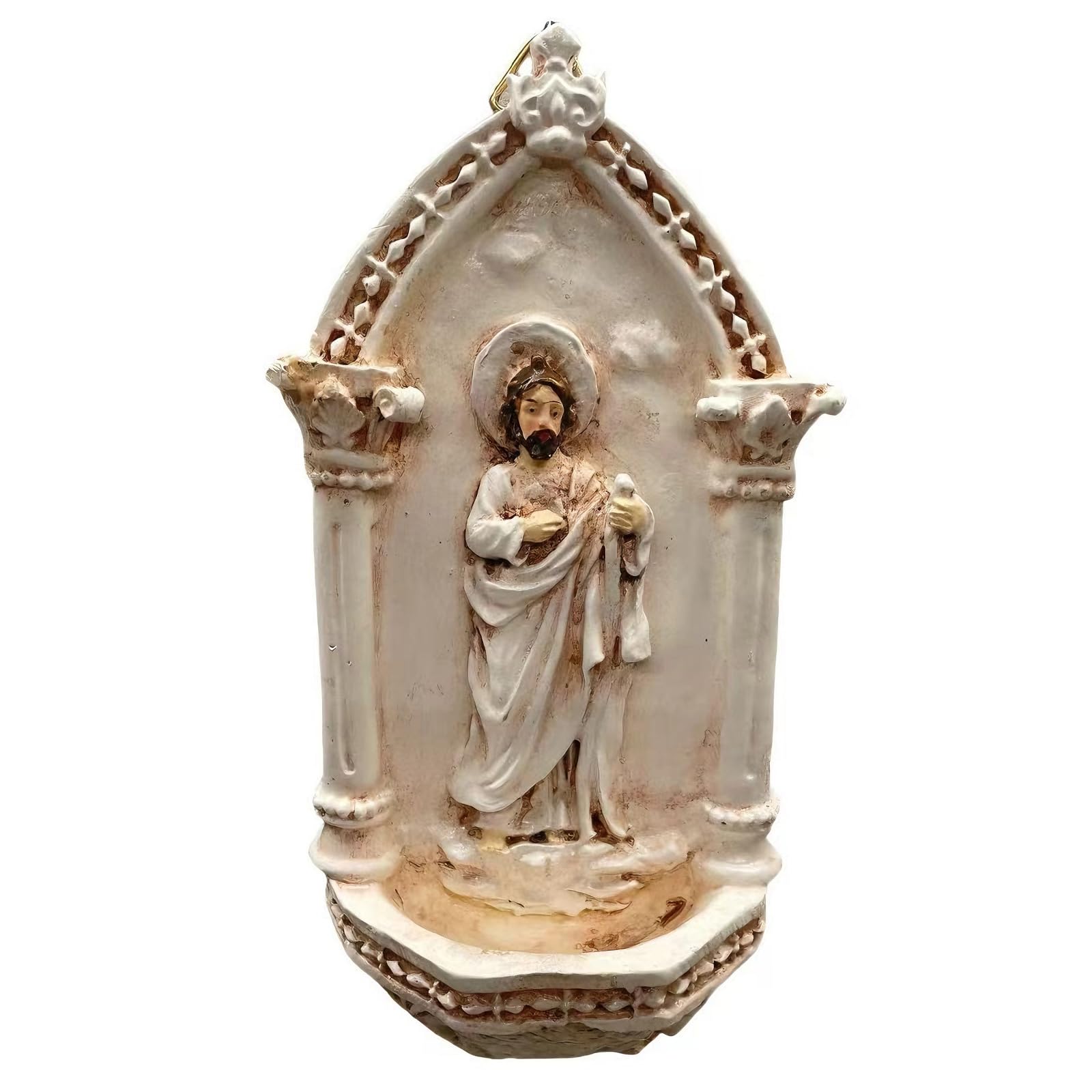Resin Sant Jude Holy Water Font for Home Entrance Wall Hanging Religious Resin Catholic Holy Water Font for Entrance