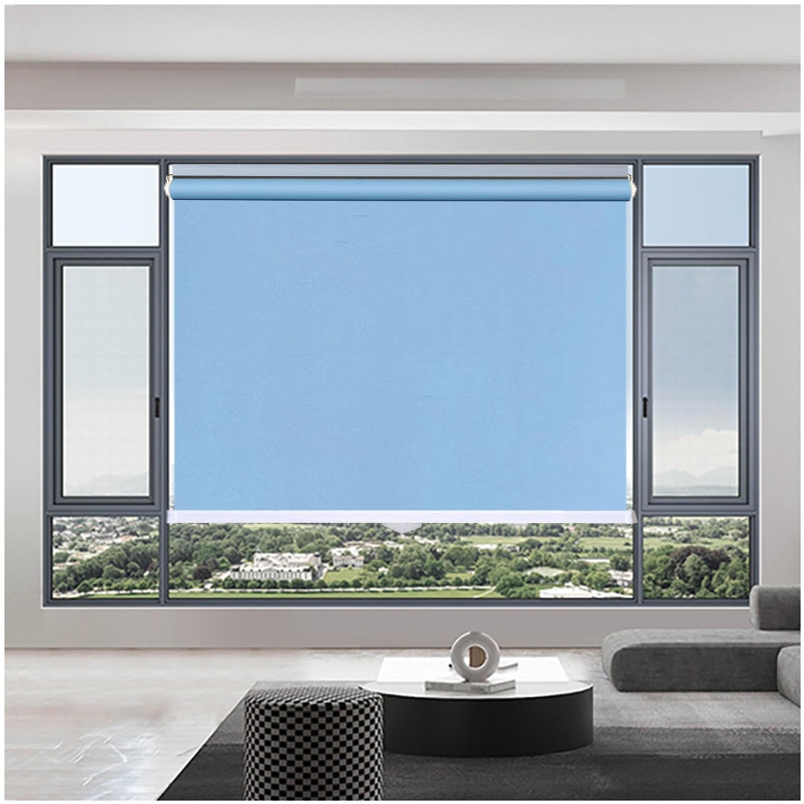 99% Blackout Roller Shades, Sunshade Roller Blinds No Drilling, Window Roller Shades, Sunscreen Privacy Blinds, Blackout Curtains 32–150cm Width,blue-80x125cm/31 * 49in