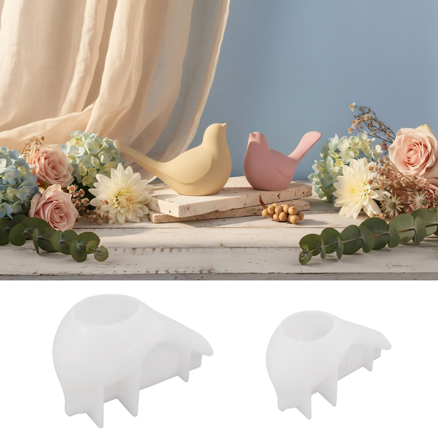 2Pcs Bird Epoxy Resin Molds, 3D Bird Silicone Mold Set for Casting