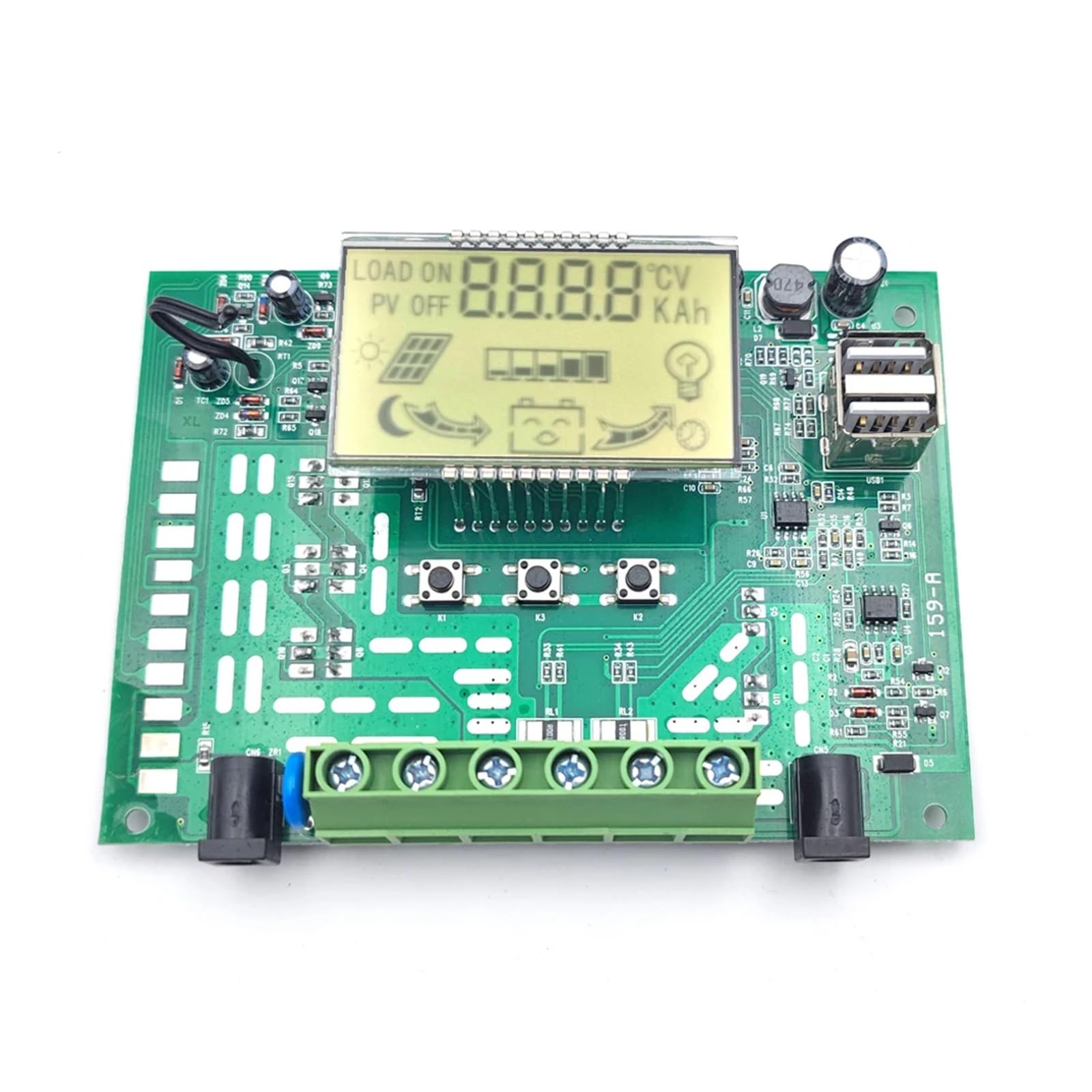 Regulator Słoneczny, Regulator Ładowania Słonecznego MPPT 30A 40A 50A 60A 80A 100A Wyświetlacz LCD 12V 24V Podwójny USB Regulator Ładowania I Rozładowania Słonecznego(60A)