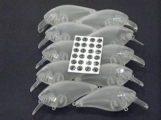 wLure 10 Blank Unpainted Crankbait Wide Wobble Slow Floating Model Fishing Lures with Free Eyes UPHC25P10