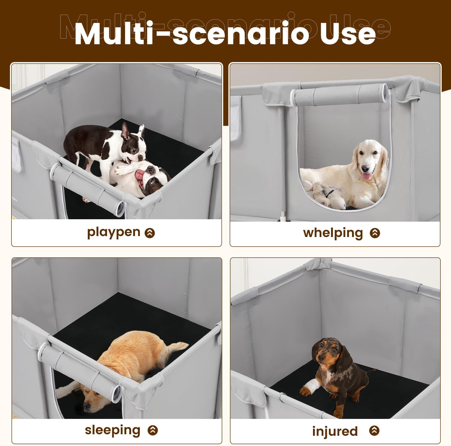 Whelping Box for Dogs - 50"L*50"W*25"H Dog Whelping Play Pen for Puppies,Pet Whelping Box Overall 600D Oxford Fabric with Absorbent Whelping Pad,Dog Birthing Box for Large Medium Small Dogs
