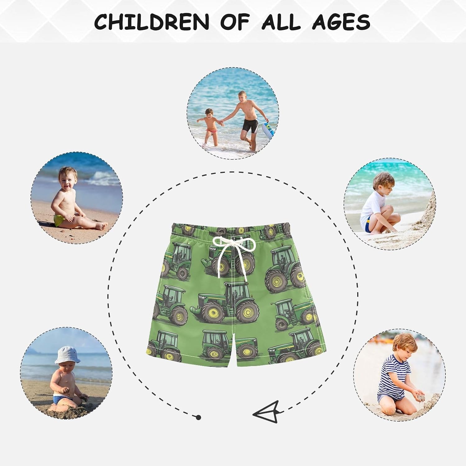 Watercolor Green Sea Turtles Toddler Beach Board Shorts Boys Swim Trunks Quick Dry Swimwear Bathing Suits 2-12 Years