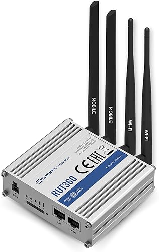 Teltonika RUT360100100 - Router celular industrial 4G LTE Cat6, enrutador Wi-Fi 4G LTE con DIDO, VPN avanzada, certificado por VerizonAT&TT-Mobile