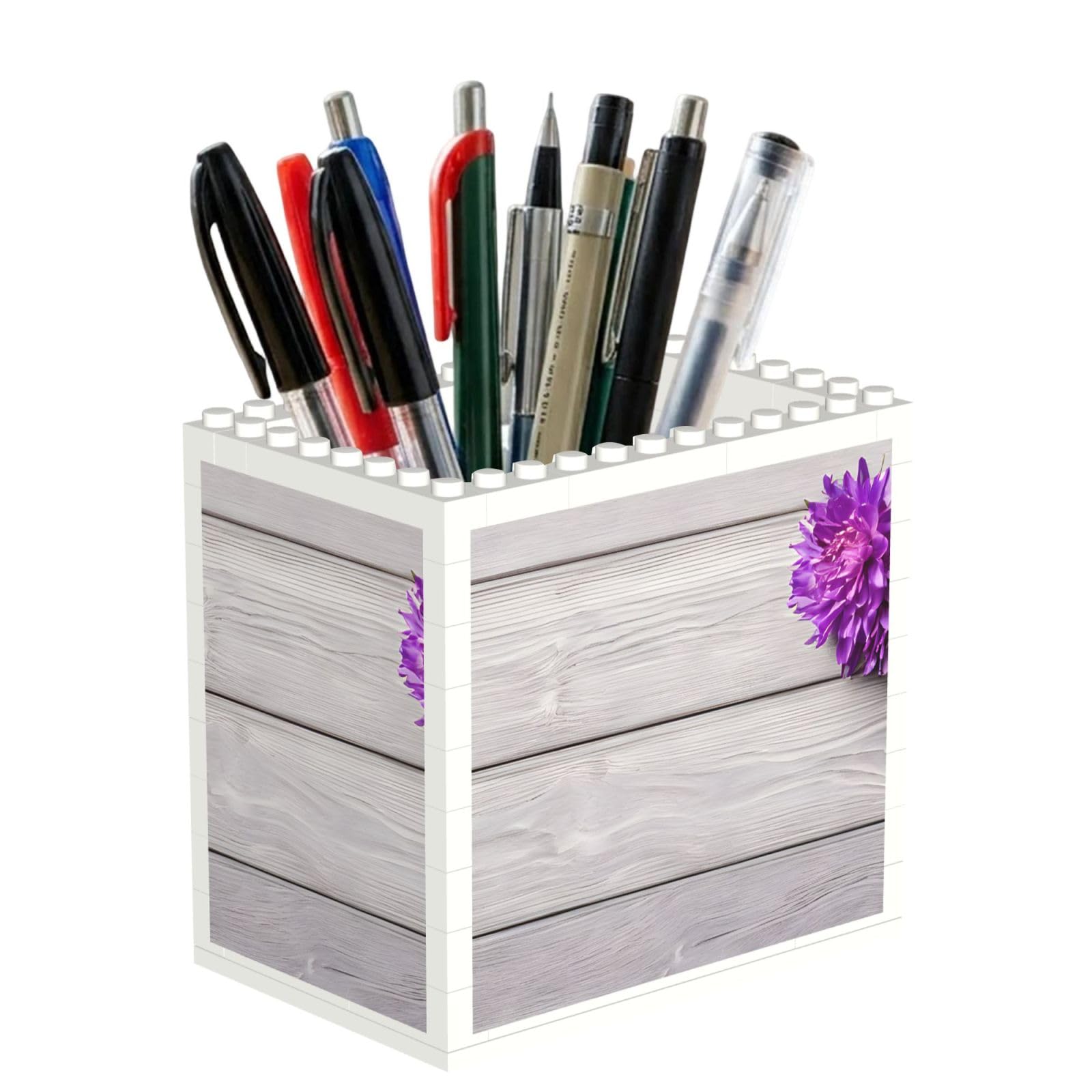ESNAIUVCD Orchid Print Building Block Pen Holder - Pencil Holder For Desk/Classroom,Desk Accessories, Multifunctional Office Supplies Pen Organizer Pencil Cups(1pcs)