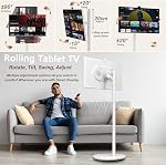 OFD 27 inch Portable TV on Wheels Gen 2nd,6+128GB Storage,Swivel Rotation Touchscreen Monitor 100% sRGB Android 15 OS,Rolling TV with 4K Webcam,9000mAh Battery,Remote Control,EDLA-Certified,Off White
