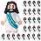 Bememo 25 Pcs Little Jesus Figures Original Design Jesus Love You Mini Rubber Toys to Hide and Seek Christmas Religious Party Favors Sunday School Baptism Gifts(Cyan)