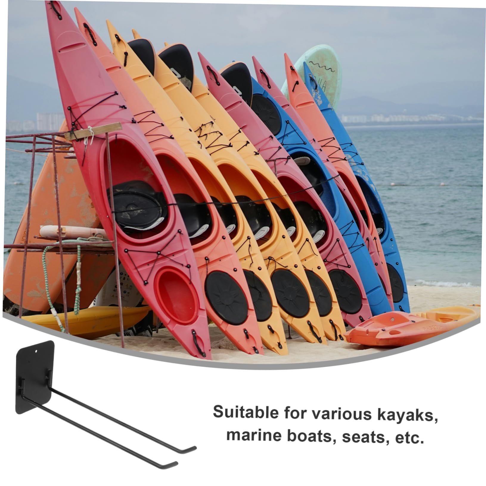Sosoport Paddelhaken Kayak Accessories Boot Paddelhalter Paddelhalterung für Kajaks Paddel Wandhaken Garage Handy, Mobiltelefon Sitz Paddelhalter für Kajaks Kanuzubehör Eisen Black