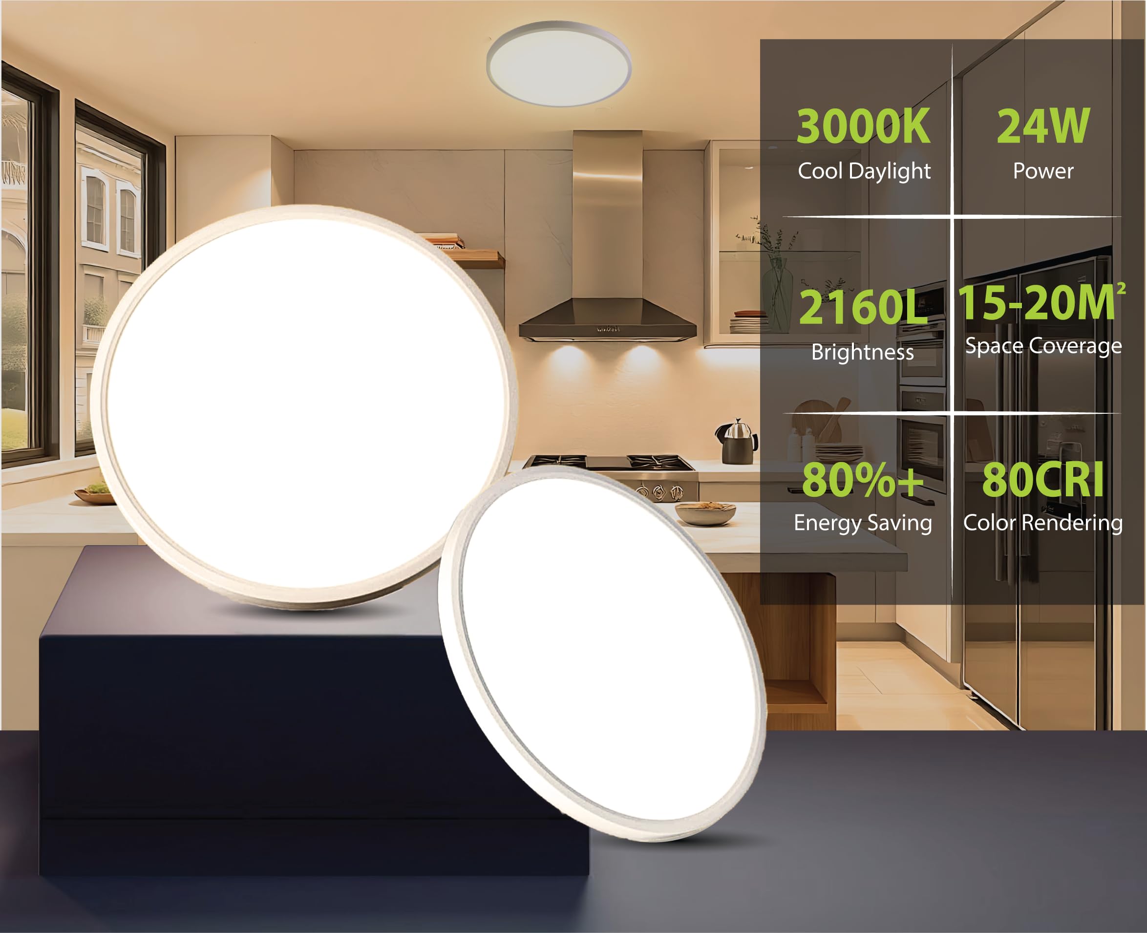 Plafonnier Led Encastré Luminaire Rond Blanc Encastré Spot, 3000K Blanc