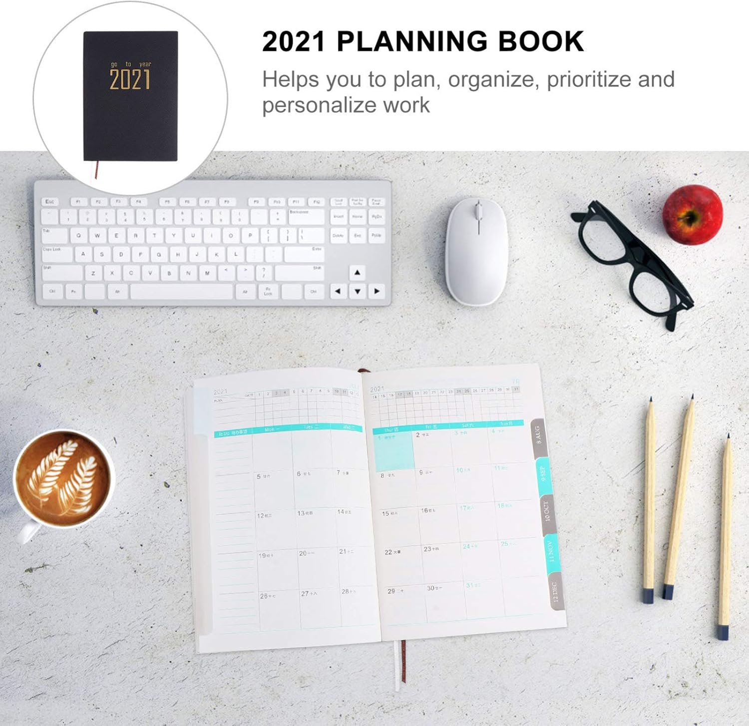 NUOBESTY 2021 Monthly Planner Teacher Calendar Notebook Agenda Schedule Planning Book Daily Appointment Journal for Home Office Planning Organization (Black) : Office Products