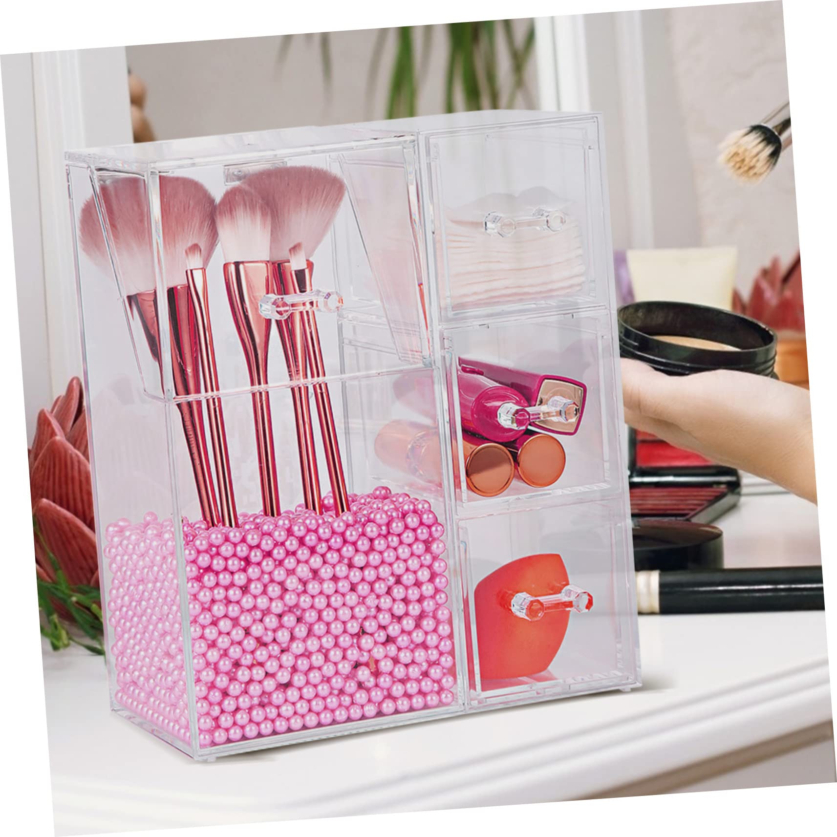 Cabilock Boîte De Rangement Pour Pinceaux De Maquillage Porte-pinceau De Maquillage Clair Boîtes De Conservation Pinceaux Maquillages Perle Étagère De Rangement Se Réconcilier