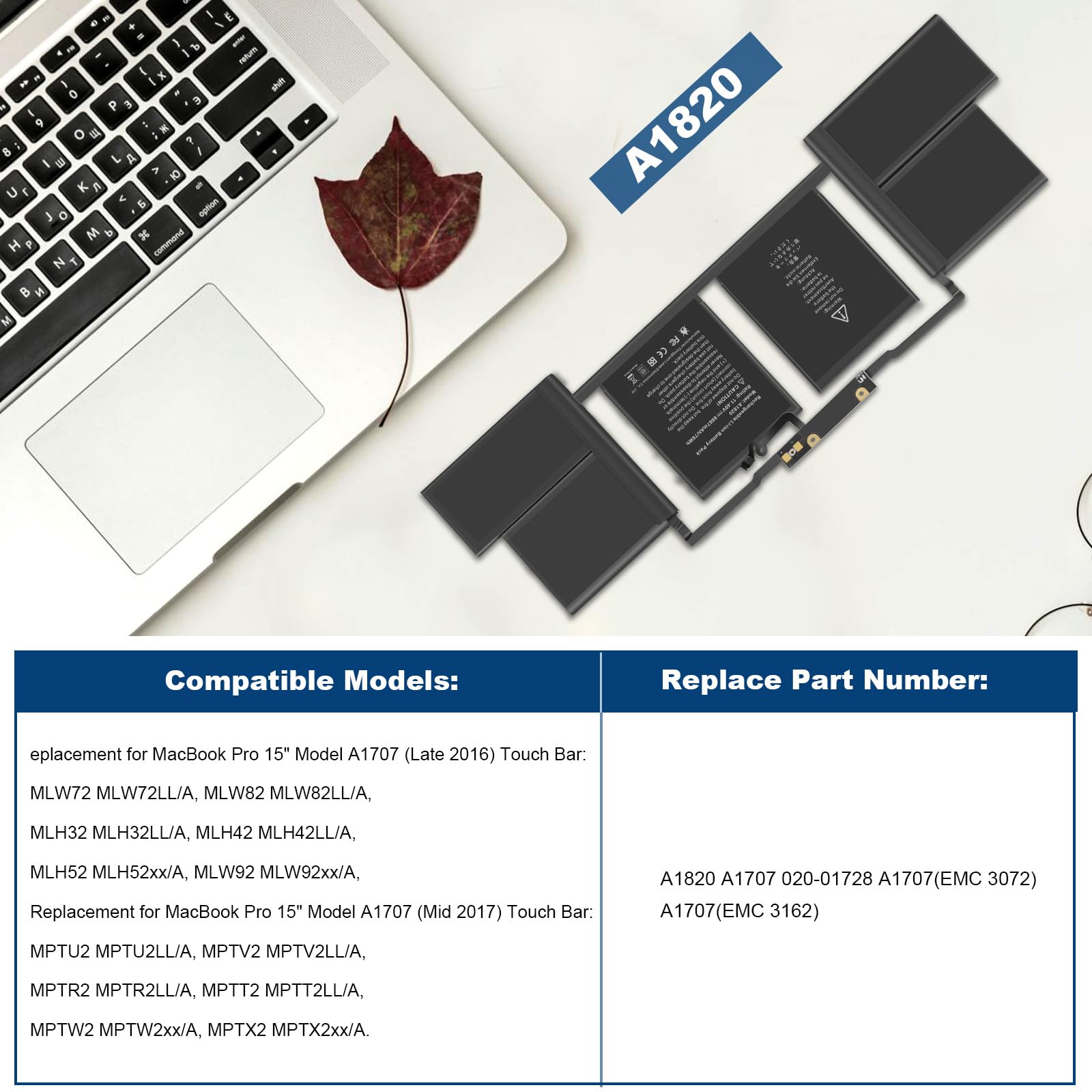 Amazon.com: A1707 A1820 Laptop Battery for MacBook Pro 15 inch