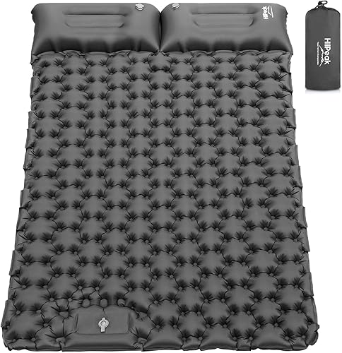 Miniatura 1 de HiiPeak Colchoneta de dormir doble  Autoinflable de 4 pulgadas extra gruesa para 2 personas con almohada con bomba de pie incorporada, alfombrilla