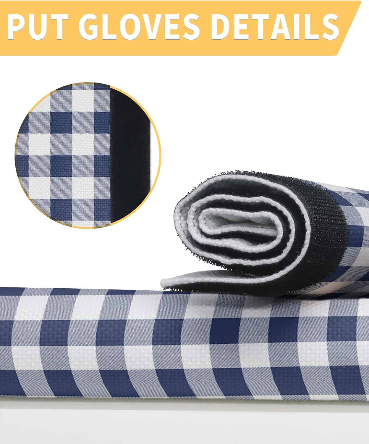 Rustic Navy White Checkered Buffalo Plaid Refrigerator Door Handle Covers Set of 2, Keep Kitchen Appliance Clean from Smudges, Fingerprint, Blue Pattern Farmhouse Decor Protector for Fridge