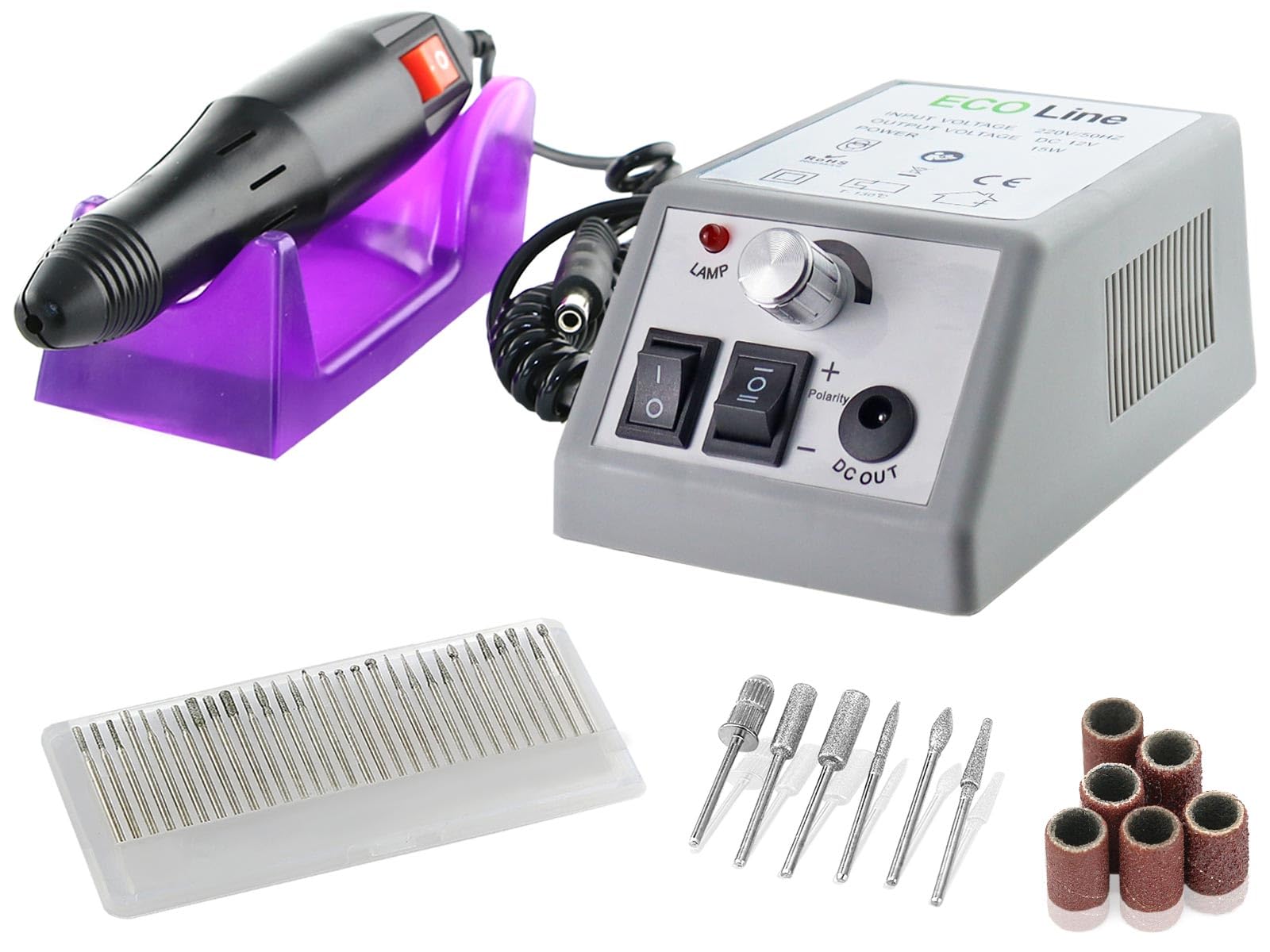 Fräser Set für Fußpflege und Maniküre elektrische Nagelfeile zur Nail-Art | Nagelfräser mit bis zu 20.000 U/min inkl. 30 Diamantschleifer mit Aufbewahrungsbox