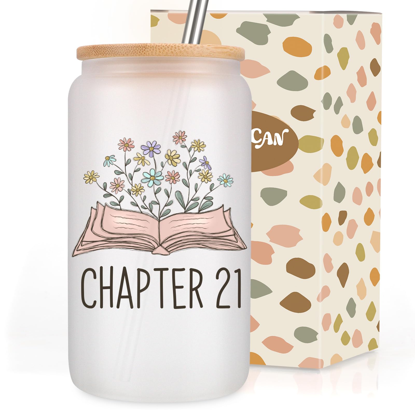 Coolife Chapter 21 Glass Cup, 21st Birthday Gifts for Women, Her - Cute Birthday Gifts for 21 Year Old Female Friend, Girl 2004, Daughter Turning 21, Happy 21st Bday Present Idea, 16oz Coffee Tumbler