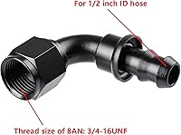 Vista 3 de Ucreative 8AN 90 Degree Push Lock Hose Fitting End Black 4PCS