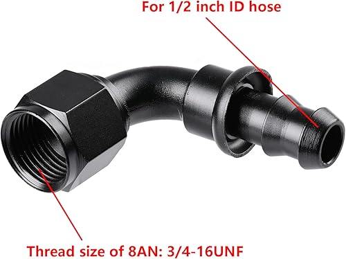 Miniatura 6 de Ucreative 6AN 90 grados empuje bloqueo manguera extremo negro 2PCS