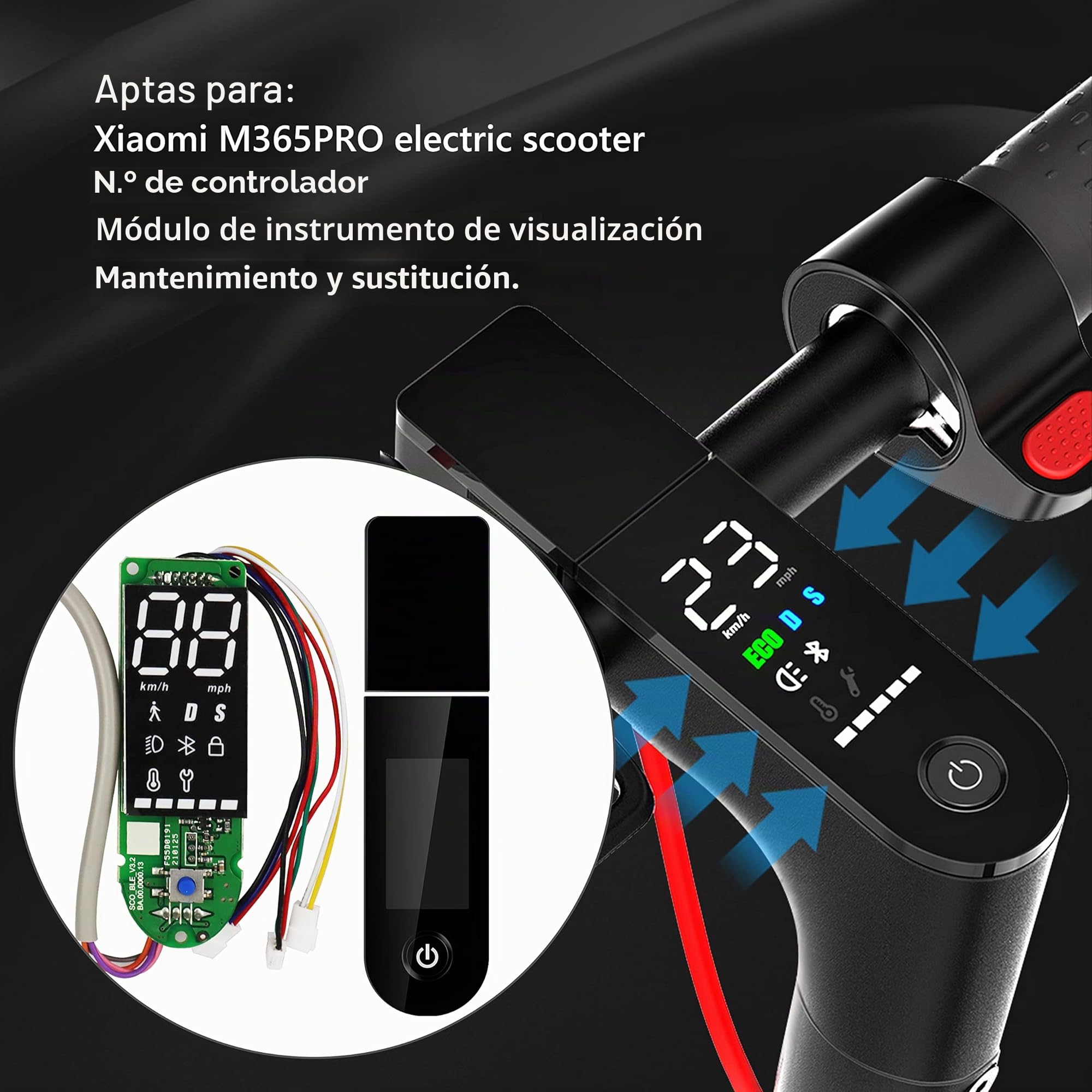 Compatible con Xiaomi M365Pro Pro2 Salpicadero Scooter con Bluetooth V2.0 Universal