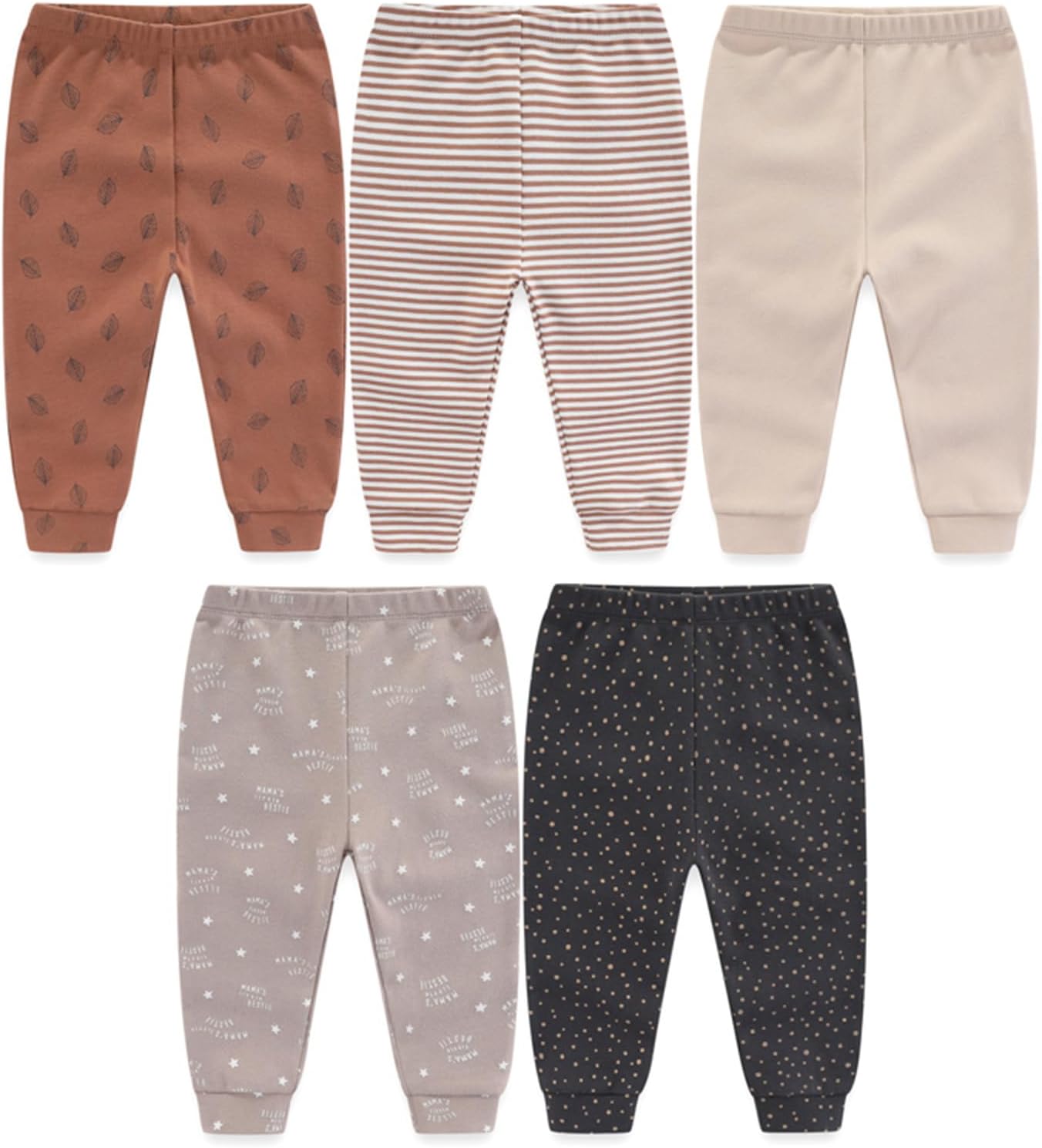 – Unisex Baby Boy Girl Pants Sets Cotton Soft Infants Bottoms Casual 5 Pack 0-12 Month Babies' Leggings
