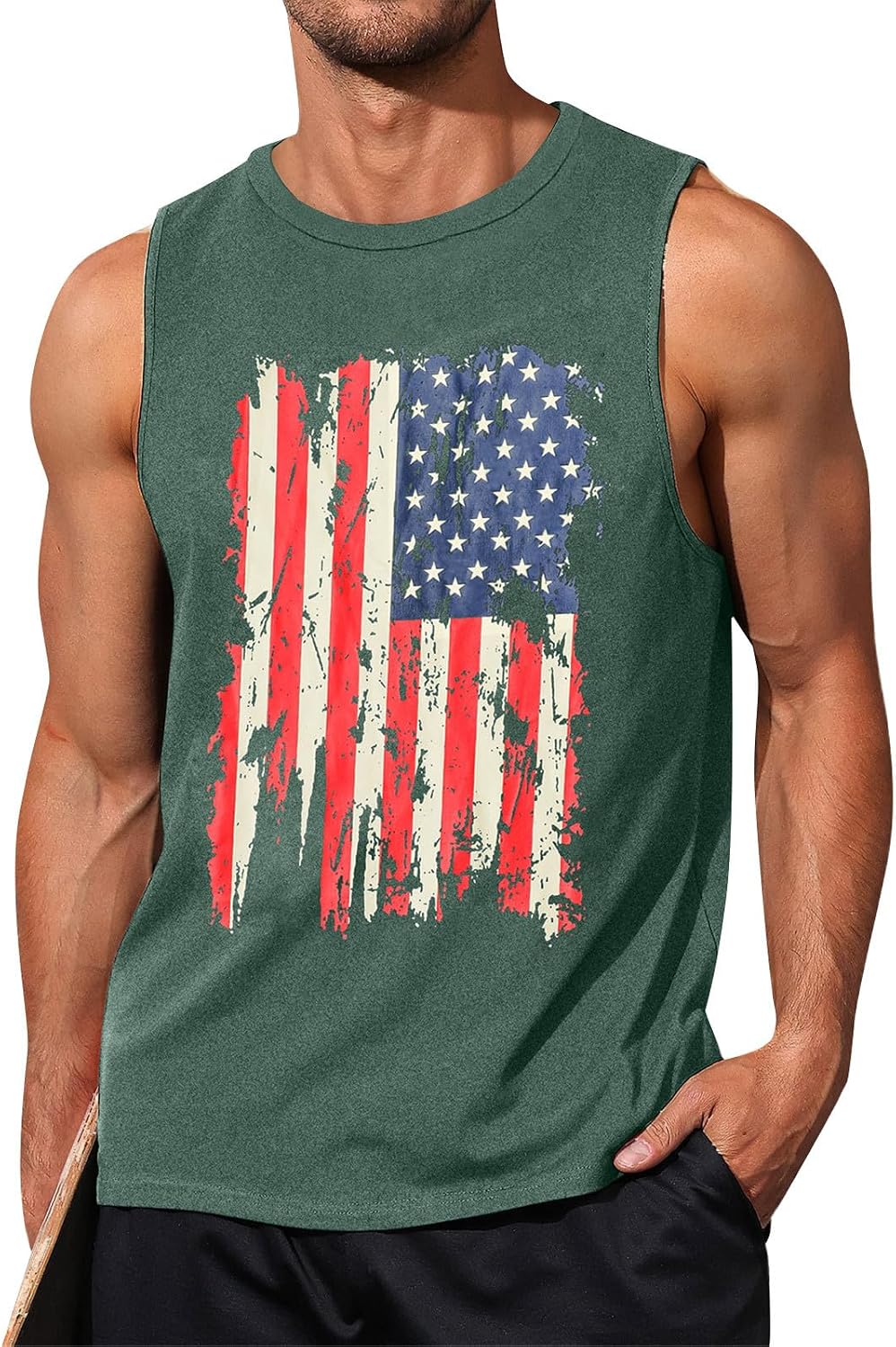 Ymosrh Men's Sleeveless Tank Tops Workout Muscle Gym Shirt Crewneck Summer Beach Vacation Breathable Tees, S-3XL