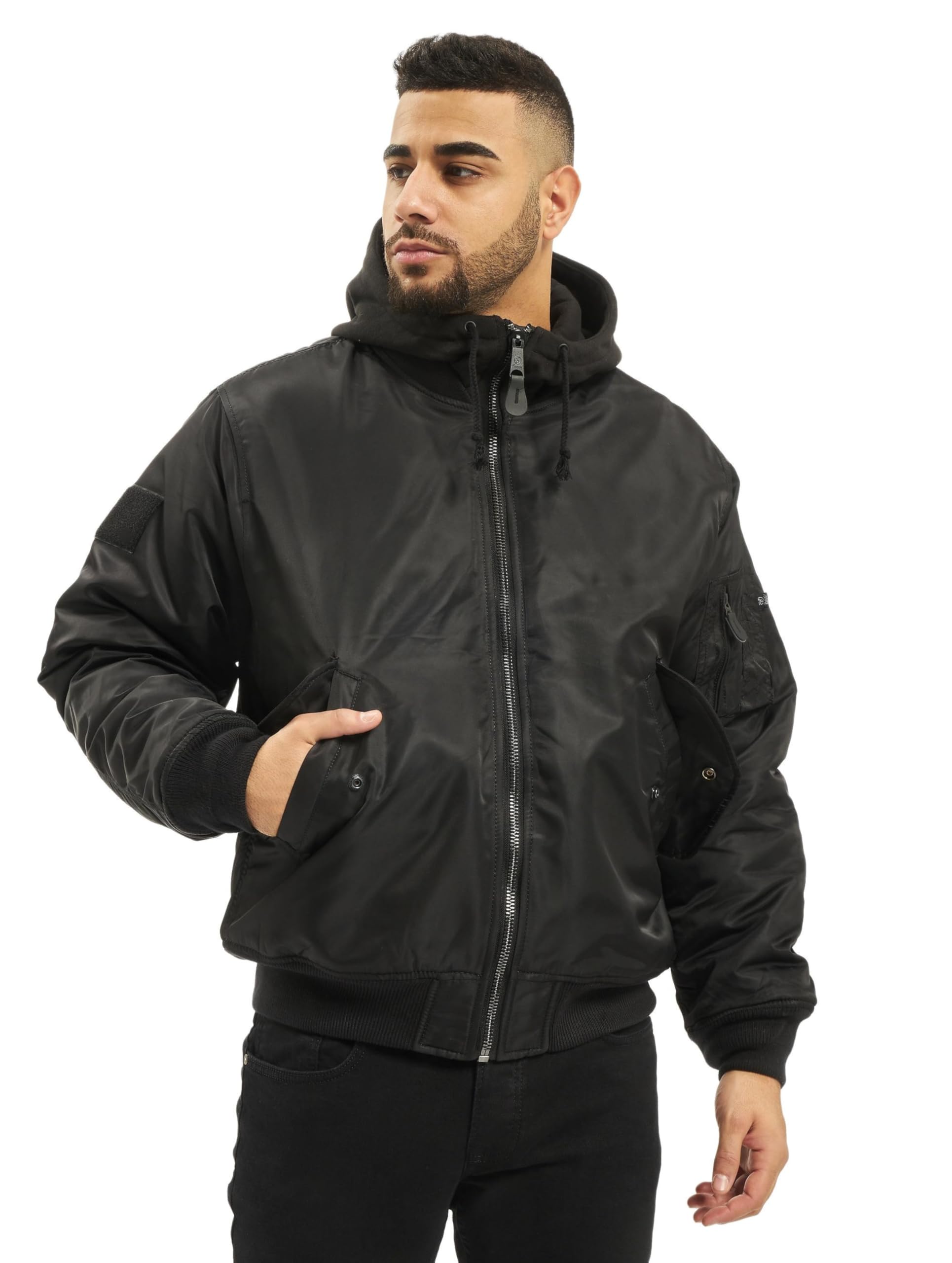 Brandit MA1 Sweat Hooded Jacket, color: black, size: XXL