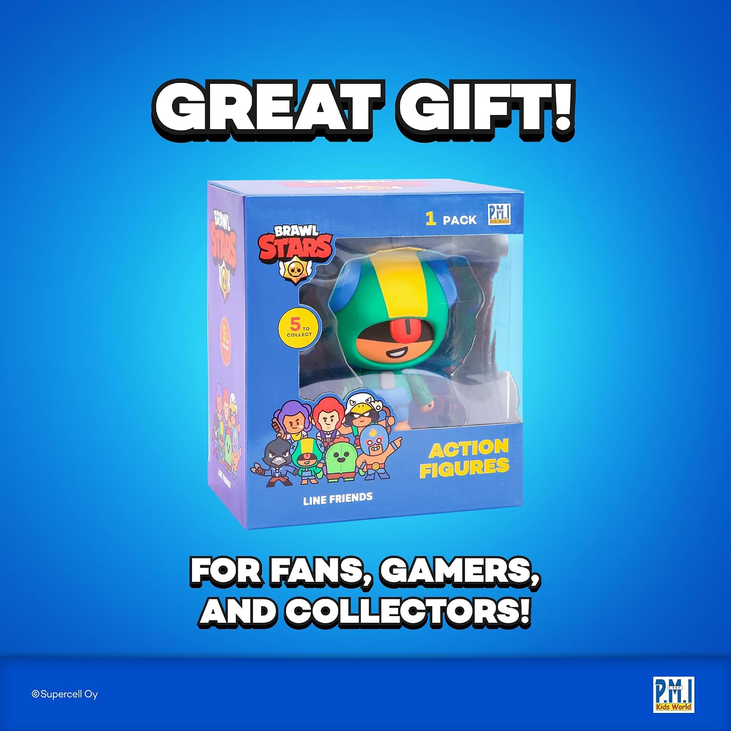 P.M.I. Brawl Stars Action Figure | 4.5" Collectible Toy with Movable Arms & Legs | Includes Leon, Crow, Spike, or Colt (Random) | Official Licensed Merchandise for Gamers & Fans (Assortment A)
