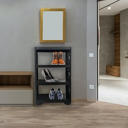 Miniatura 7 de Estantería de 4 niveles, estante multiusos para el hogar, baño, cocina, despensa, garaje, patio trasero, organizador de almacenamiento de 4