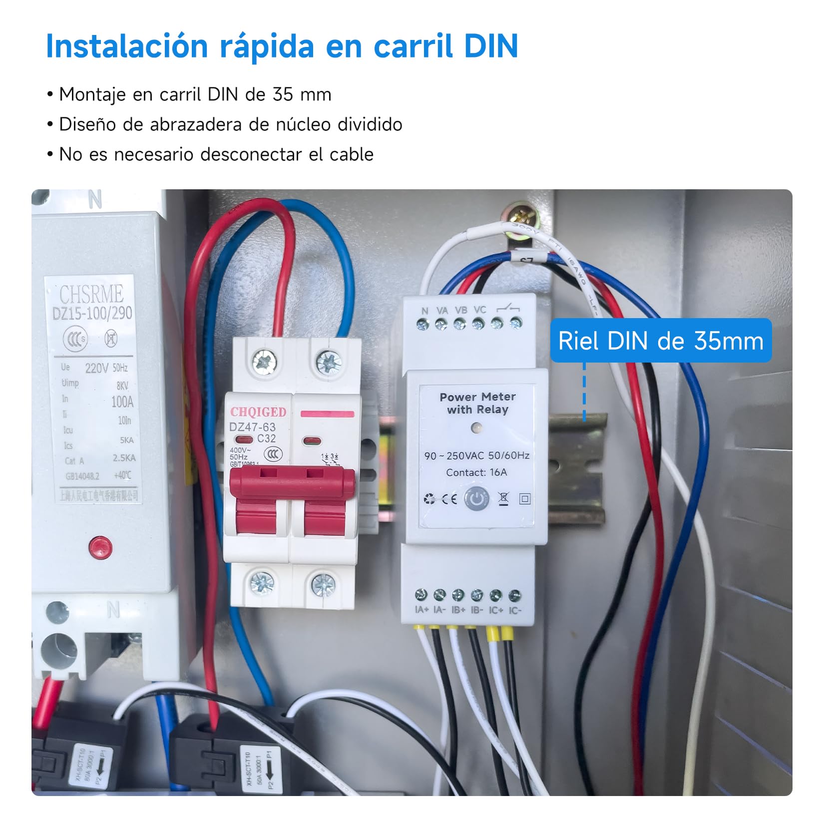 OWON WLAN Smart Medidor de Energía con Relé, Tuya Compatible Contador de Energía para Sistema Mono/Trifásico, 16A de Contacto Seco, Monitorización en Tiempo Real de Voltaje y Potencia, Alexa y Google