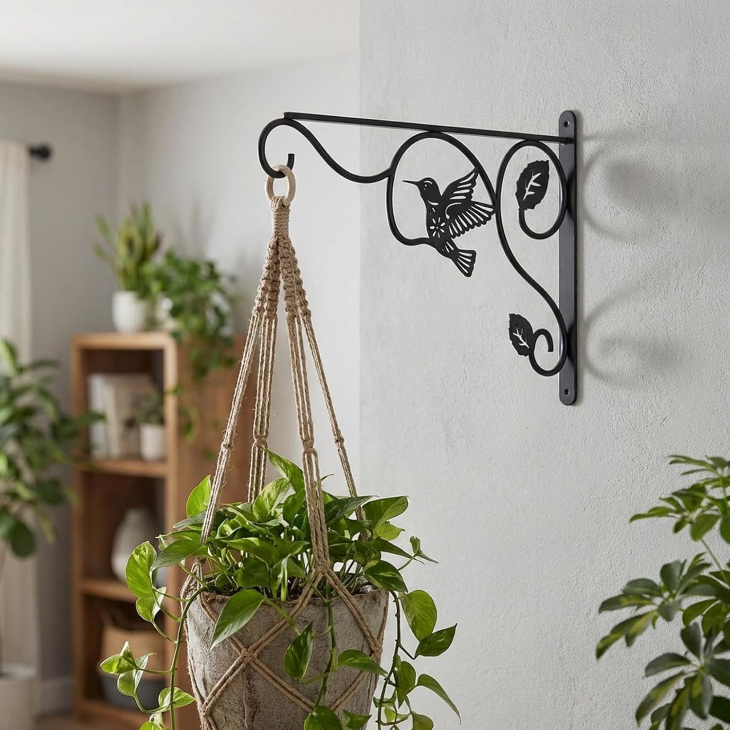 Plant Hanger Bracket, 12x9 Metal Plant Hooks with Bird Design for Hanging Plants, Bird Feeders, Wind Chimes, Indoor Use Garden Outdoor..