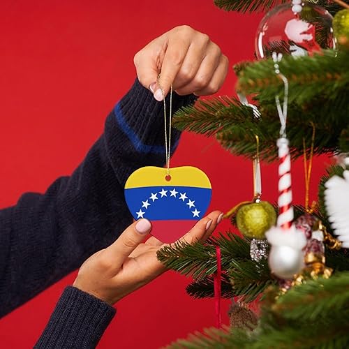 Miniatura 4 de Adorno de Navidad con forma de corazón de bandera de Venezuela para árbol de Navidad, regalos para decoración de fiestas navideñas